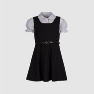 Сарафан со складками плиссе, на подкладке, синий цвет