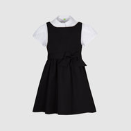 Школьный сарафан с бантом на подкладке, темно-синий цвет