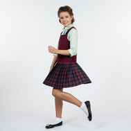 Школьный сарафан с бантом на подкладке, бордовый цвет