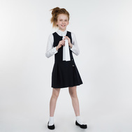 Сарафан с бантом из ткани повышенной износостойкости, на подкладке, синий цвет