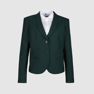 Жакет прилегающего силуэта, на подкладке, зеленый цвет