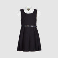 Сарафан со складками плиссе, на подкладке, синий цвет