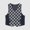 Жилет со вставками из ткани в клетку, на подкладке, темно-синий цвет