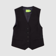 Стильный приталенный жилет с воротником "шалька", темно-синий цвет