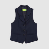 Стильный приталенный жилет с воротником "шалька", черный цвет