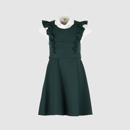 Сарафан с поясом и оборками «крылышки», темно-синий цвет