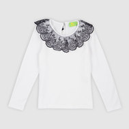 Блузка с кружевом, белый цвет