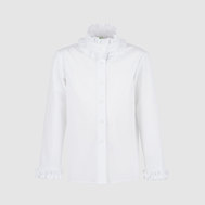 Приталенная блузка с оборками и вытачками, красный цвет