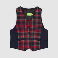 Жилет с воротником и лацканами закругленной формы, на подкладке,, синий цвет