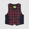 Жилет со вставками из ткани в клетку, на подкладке, синий цвет