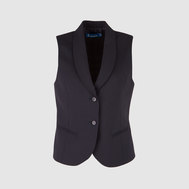 Стильный приталенный жилет с воротником "шалька", черный цвет