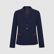 Жакет прилегающего силуэта, на подкладке, зеленый цвет