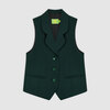 Жилет с воротником и лацканами закругленной формы, на подкладке, зеленый цвет
